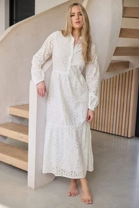 LTS Tall Women's Broderie Anglaise Maxi Shirt Dress - Picture 1 of 15