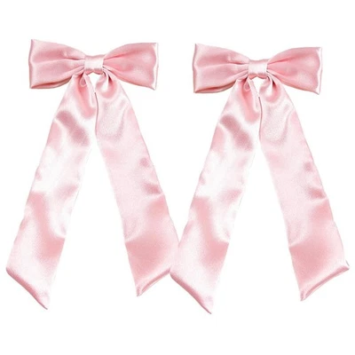 Hair Clip with Big Ribbon Bow in Pink, 2 PCS Satin Hair Accessories for Women... - Image 1 of 4