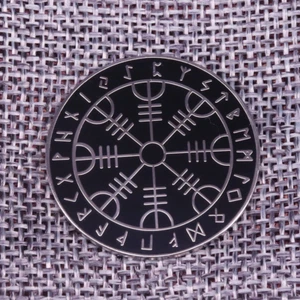 Runa vikinga nórdica celta Vegvisir símbolo rúnico de 1,25" pasador esmalte de solapa VENDEDOR DE EE. UU. - Imagen 1 de 3