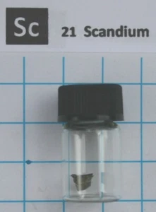 0.1g 99.9% Scandium metal piece(s) in glass vial element 21 sample - Picture 1 of 3