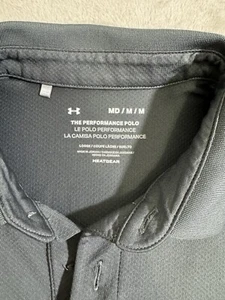 Under Armour UA Performance Gray Casual Golf Polo Shirt Mens Medium Flaw - Picture 1 of 7