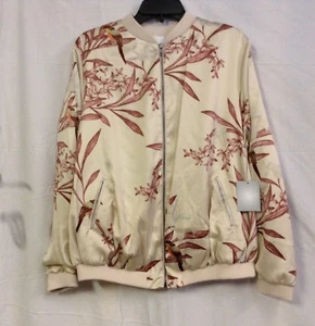 Kohl's Women's Maternity Bomber Jacket a:glow Size L Cream/Burgundy - Picture 1 of 8