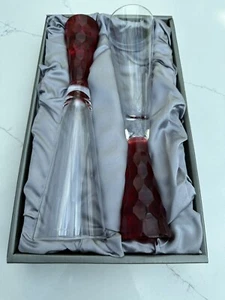 Crystal Champagne Flutes -Ruby Set of 2 By ARTLAND PRESSCOTT - Picture 1 of 12