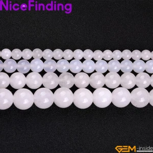 4-18 mm Glatt Weiß Jade Runde Perlen für Schmuckherstellung Halskette Armband 15 Zoll - Bild 1 von 42