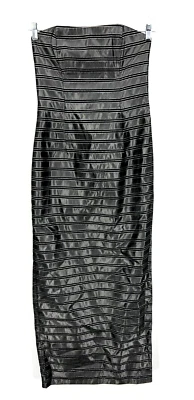 Vestido Jessica McClintock para mujer 8 negro plateado a rayas sin tirantes ceñido al cuerpo Y2K Foto 1 de 4