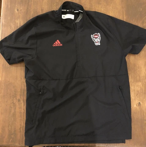NCAA NC STATE Wolfpack Mens Adidas Sz: L Short Sleeve Quarter Zip Pullover Black Cover