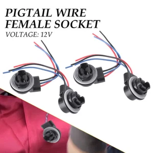4PCS Pigtail Wire Socket Female 3157 S Two Front Harness Turn Signal Universal - Picture 1 of 7