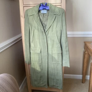 Donna Karan Collection Y2K Vintage Jacket Coat Old Money Green Linen Sample Smal - Picture 1 of 21