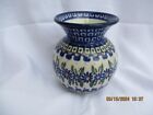 Small+Unikat+Polish+Pottery+Vase+Blue+Flowers