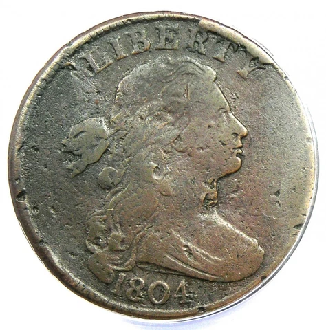 1804 Draped Bust Large Cent 1C Coin - Certified ANACS F12 Details - Rare Date! Cover