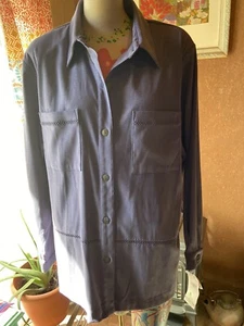 Woman’s Size 14 Lined Button Shirt Light Jacket Gorgeous Plum Color Pockets NWT - Picture 1 of 12