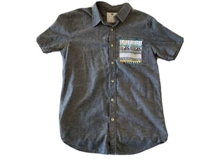 On The Byas Short Sleeve Aztec Tribal Button Front Shirt Men's Small Gray - Picture 1 of 5