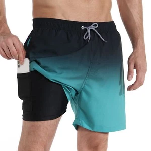Mens Swim Trunks with Compression Liner 5.5" Inseam Swim Shorts Quick Dry Sho... - Picture 1 of 7