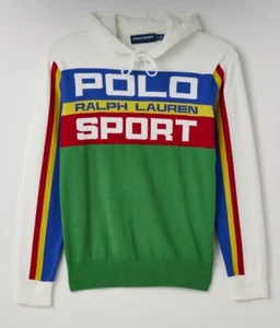 Polo Sport Ralph Lauren Sweatshirt Men’s Large Hoodie Colorblock Spellout New - Picture 1 of 5