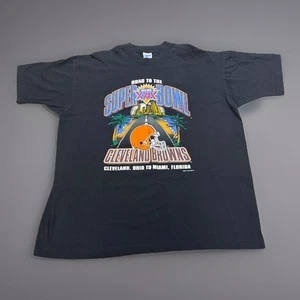 T-shirt vintage 1994 NFL Road To Super Bowl Cleveland Browns SS XL Salem Sports - Foto 1 di 7