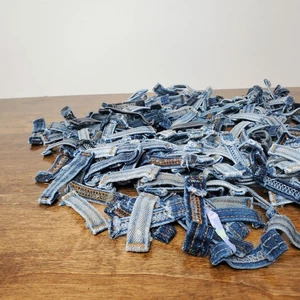 250 Reclaimed Denim Belt Loops Recycled Fabric for Crafts Sewing Jewelry Upcycle - Picture 1 of 8