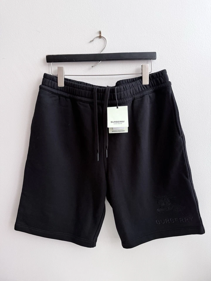 NUEVO CON etiquetas Burberry Taylor Jersey Algodón Pantalones Cortos para Sudar Negro XL PRECIO DE VENTA SUGERIDO POR EL FABRICANTE $870 ¡Último 1! Foto 1 de 4