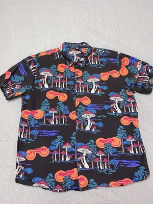 Camisa NEFF Smilie Face Mushrooms 2XL Para Hombres Abotonada Manga Corta Trippy Rave Foto 1 de 4