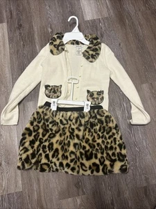 Rachel Zoe Girls Ivory Animal-Print Shirt, Faux Fur Skirt, Set Size 7/8 - Picture 1 of 4