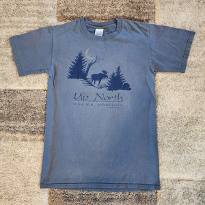 Vintage 90s Up North T-Shirt Virginia Minnesota Moose Graphic Sz Small - Picture 1 of 5