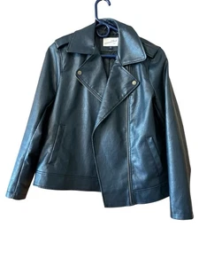 Universal Thread Motorcycle Jacket Black Faux Leather Collared Women's Medium - Picture 1 of 6