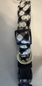 NWT Top Paw Linen Blend Collar Black/ White Plaid with Daisies Sz M 14/20” - Picture 1 of 1