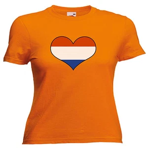 Holland Dutch Love Heart Flag Ladies Womens Lady Fit T Shirt - Picture 1 of 11