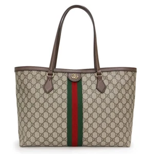 GUCCI OphidiaLarge Tote GG Supreme canvas & Leather, Ebony & Beige 631685 - Picture 1 of 10