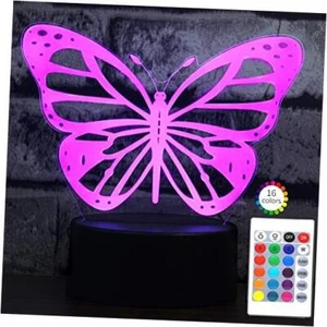 Butterfly 3D Night Light Birthday Gift Illusion Lamp, 7 Colors Butterfly lamp - Picture 1 of 7