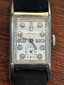 1940s Diamond Studded Longines Watch 14k Solid Gold - Working - Picture 1 of 10