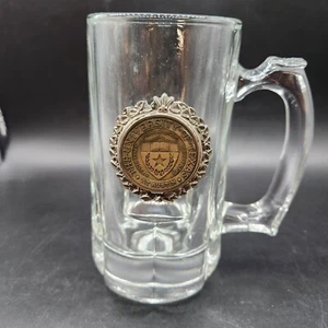 University Of Texas At Austi Latin Gold Clear Glass Beer Stein Mug USA VTG  - Picture 1 of 4