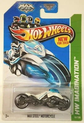 2013 Hot Wheels White MAX STEEL Motorcycle 59/250 - Image 1 of 4