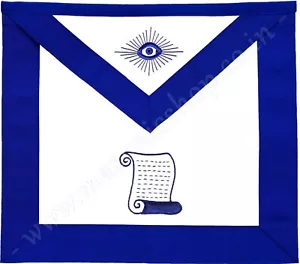 DELANTAL OFICIAL LOGIA LOGIA AZUL MASÓNICO BORDADO A MANO - ORADOR (MA-474-V) - Imagen 1 de 2