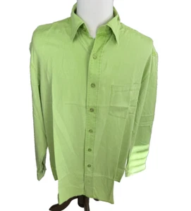 Camisa de manga larga grande Nick Price verde lima de seda mezcla de algodón para hombre - Imagen 1 de 9