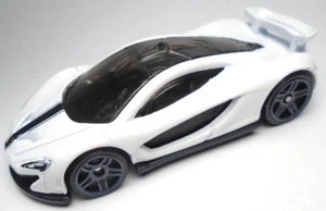 2019 HOT WHEELS MCLAREN P1 WHITE 1:64 DIECAST 2 7/8" CAR WITH BLACK STRIPES - Picture 1 of 6