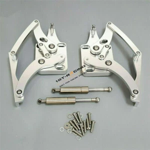 FOR 1967 1968 1969 FORD MUSTANG V8 Hood Hinge Kit Polished Billet Aluminum - Picture 1 of 8
