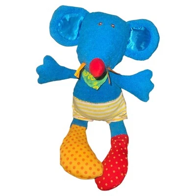 Baby GUND MOUSE SOCK HOP SNEAKS Plush Stuffed Toy Blue Crinkle Rattle Baby - Image 1 of 4