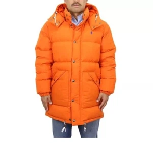 Polo Ralph Lauren Men's Down Insulated Winter Parka Jacket Coat Orange Size M - Picture 1 of 18
