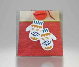 Hallmark Mitten Gift Bag W/ Red Gift Tag - Picture 1 of 1