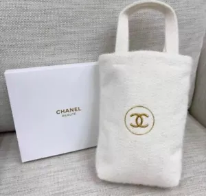 CHANEL BEAUTY Mini Tote Bag Novelty Limited Edition 2024 Makeup White LOGO New - Picture 1 of 8