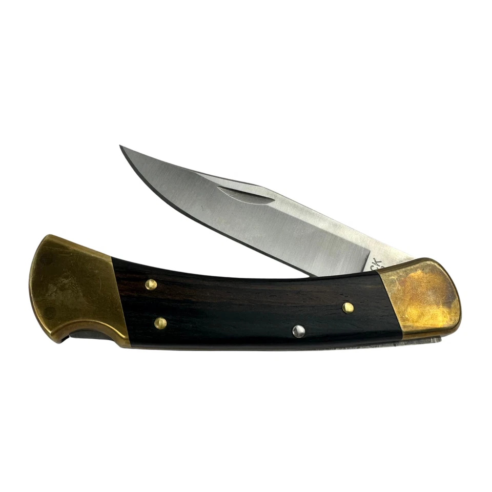 Cuchillo plegable Buck 110 con bloqueo trasero funda de cuero negro cuchillo de bolsillo  Foto 1 de 4