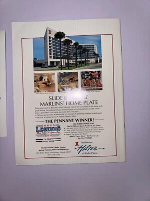 Lot of 3 Florida Marlins collectible: Pin, 93 spring train Program,  93 Calendar - Image 1 of 4