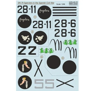 SM-79 Sparviero in the Spanish Civil War Decals Scale 1:48 Print Scale 48-175 - Picture 1 of 3