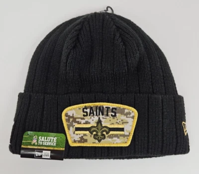 Новая черная вязаная шапочка New Era New Orleans Saints NFL 2021 Salute to Service новая с ценниками! - Изображение 1 из 4
