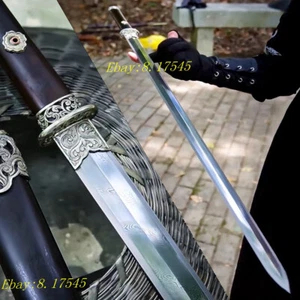 Damascus Folded Steel Chinese WUSHU Jian Copper Accessory 凤羽唐剑 TaiChi Tang Sword - Picture 1 of 11