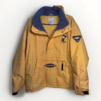 The Disney Store Vintage Mickey Mouse Anorak Yellow Embroidery Lined Hood Medium - Image 1 of 4