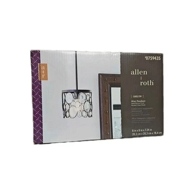 Allen + Roth Mini Pendant Aged Bronze Beveled Glass Shade New In Box - Image 1 of 4