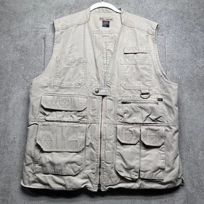 5.11 Tactical Vest Men’s XL Khaki Beige Utility CCW Concealed Carry 80001 Gear - Image 1 of 4