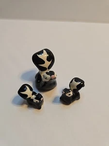 Vintage Hagen Renaker Skunk W/ Pink Nose Miniature Figurine Lot Of 3 - Picture 1 of 5