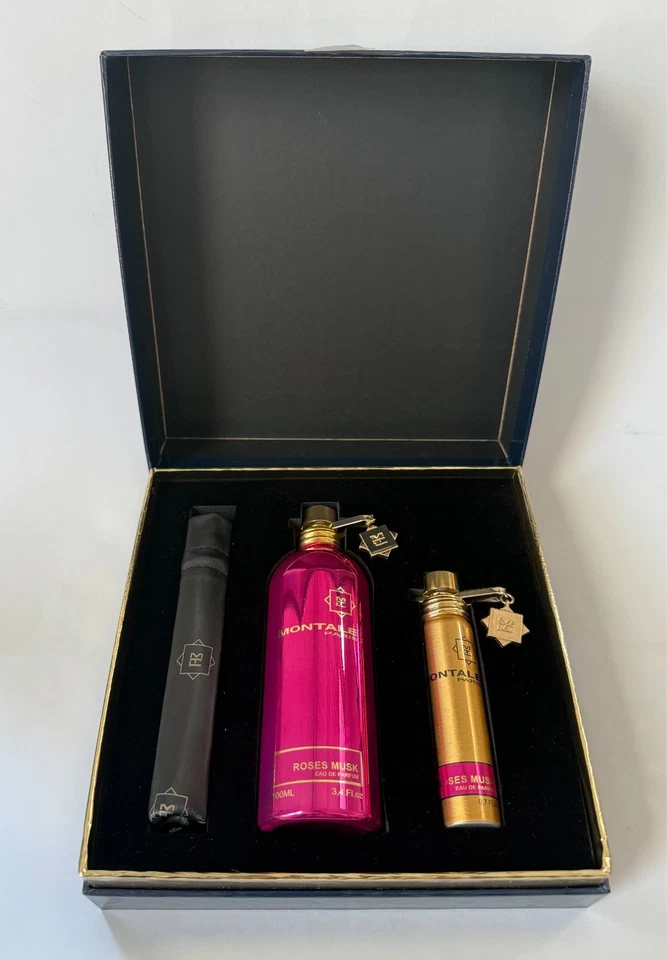 Montale Paris Roses Musk EDP 100ml + 20ml with a pouch Gift Set New In Box - Image 1 of 4